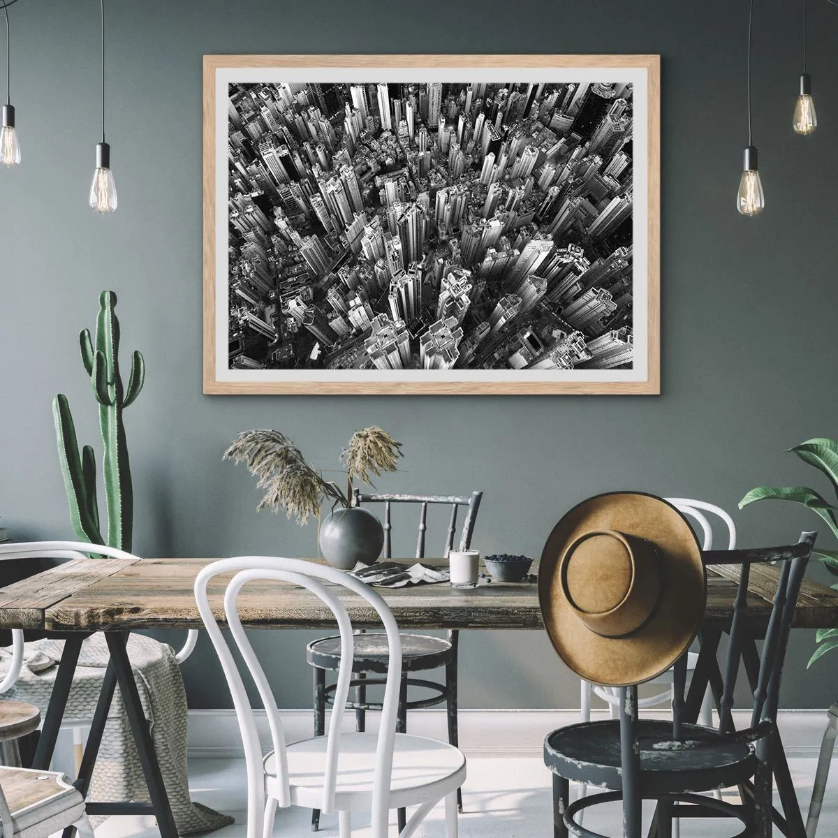 Plakat i ramme af lyst egetræ - Stadig højere og højere - 40x30 cm