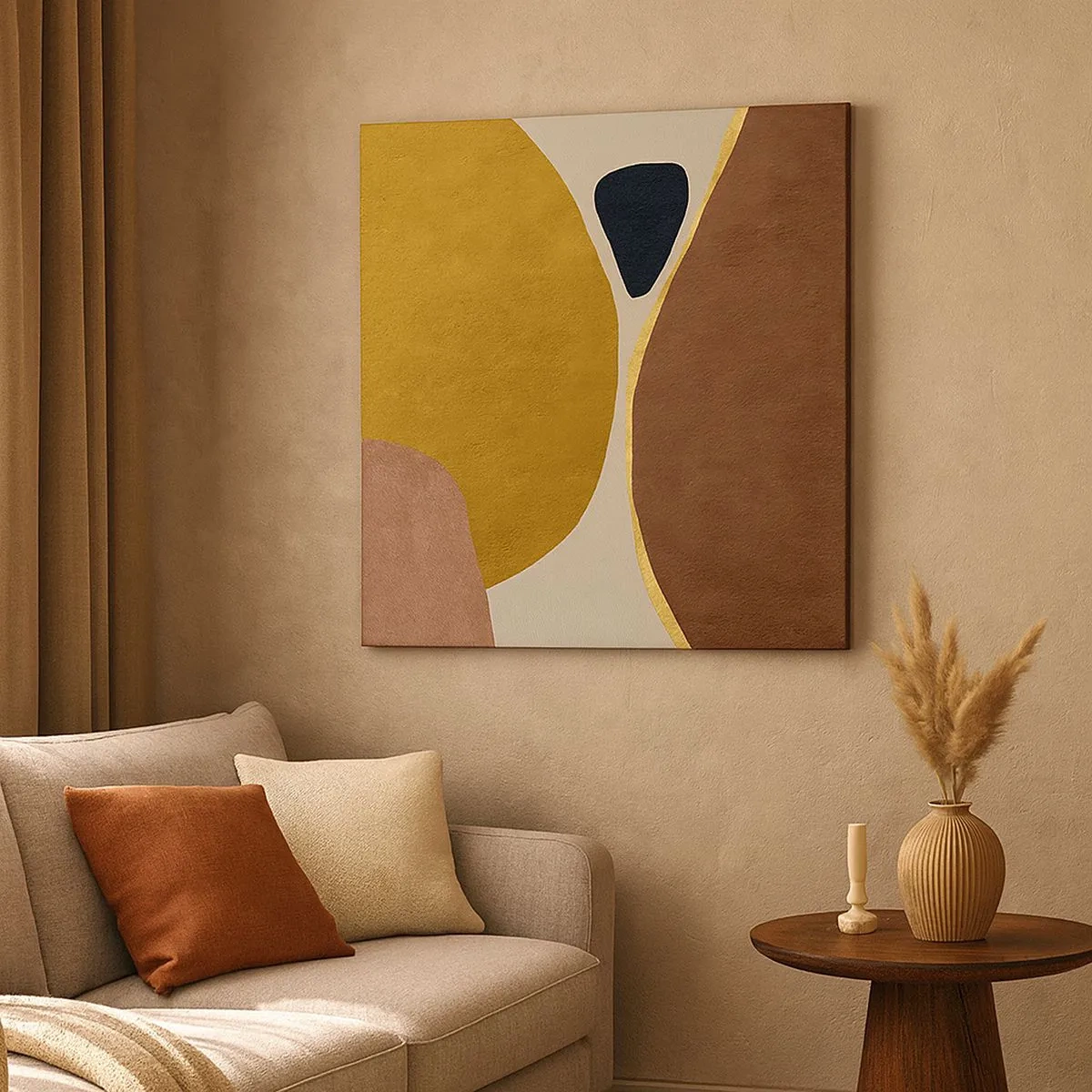 Lærredstryk - Billede på lærred - Abstraktion - et sted i rummet - 30x30 cm