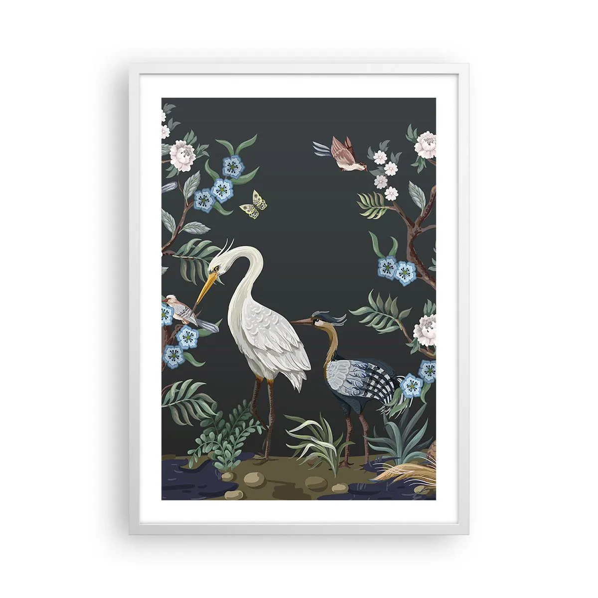 Plakat i hvid ramme - Fugleparade - 50x70 cm