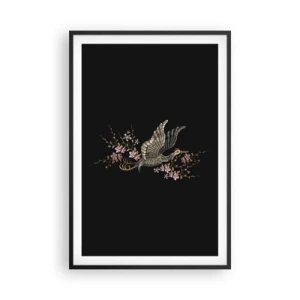 Plakat i sort ramme - Eksotisk broderet fugl - 61x91 cm