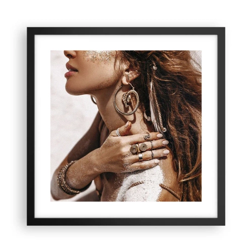 Plakat i sort ramme - Dronning af den vilde strand - 40x40 cm