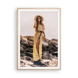 Plakat i ramme af lyst egetræ - Magien ved sten - 70x100 cm