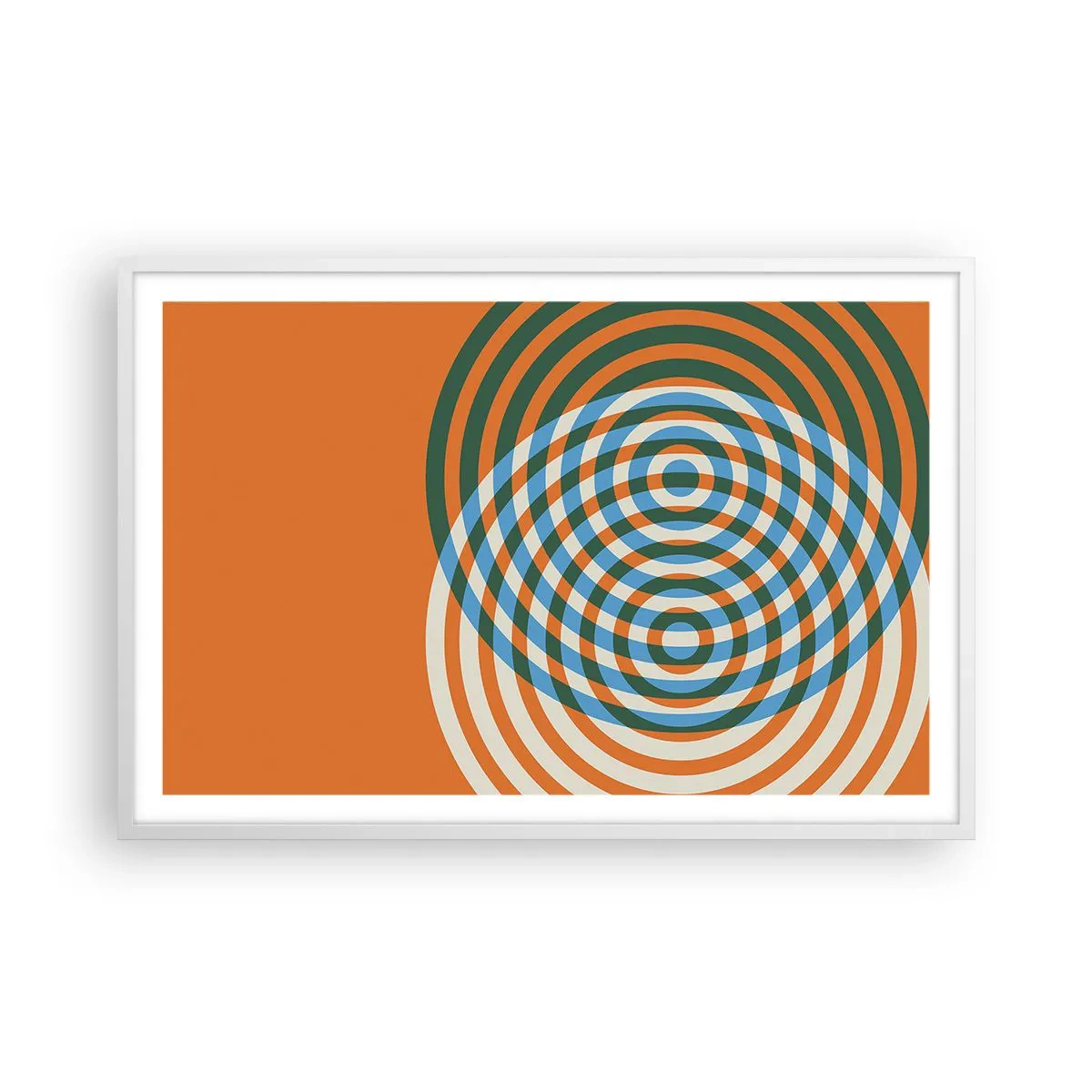 Plakat i hvid ramme - Abstrakt cirkulær variation - 91x61 cm