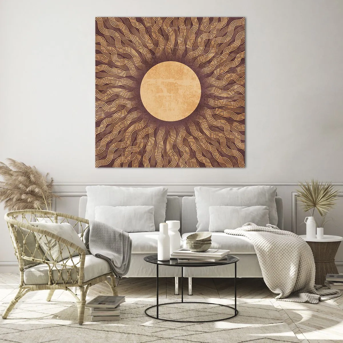 Billede på glas - Ikon for solen - 60x60 cm