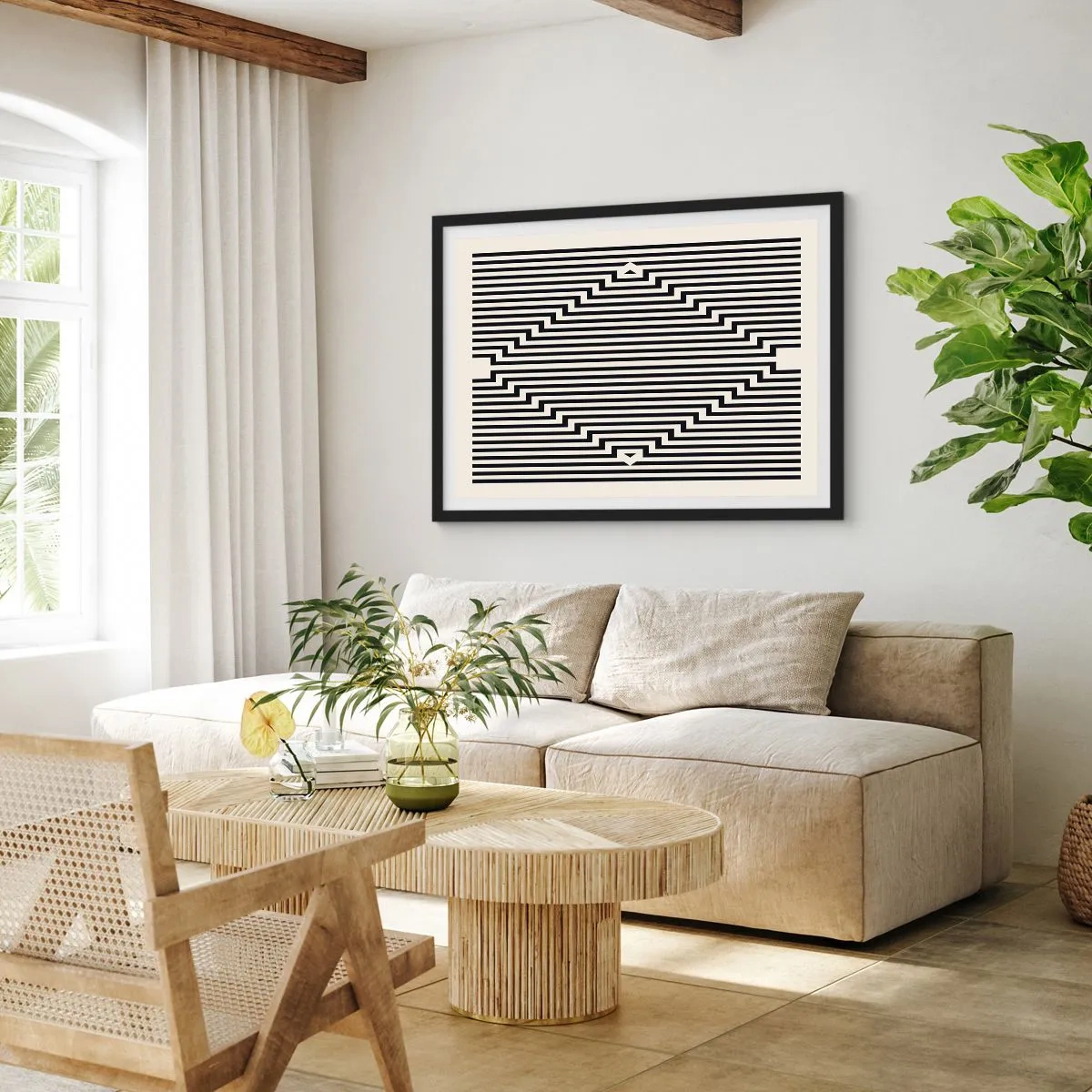 Plakat i sort ramme - Geometrisk illusion - 100x70 cm