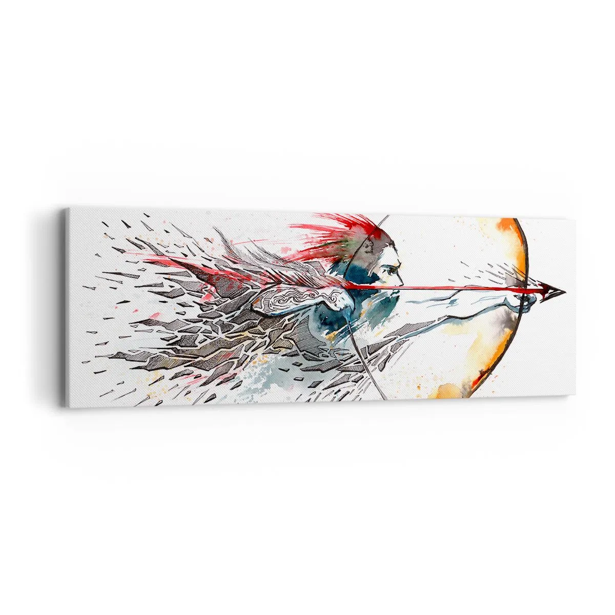 Lærredstryk - Billede på lærred - Mytisk kriger med en brændende bue - 90x30 cm