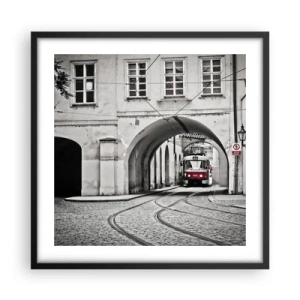 Plakat i sort ramme - Gennem byens labyrint - 50x50 cm