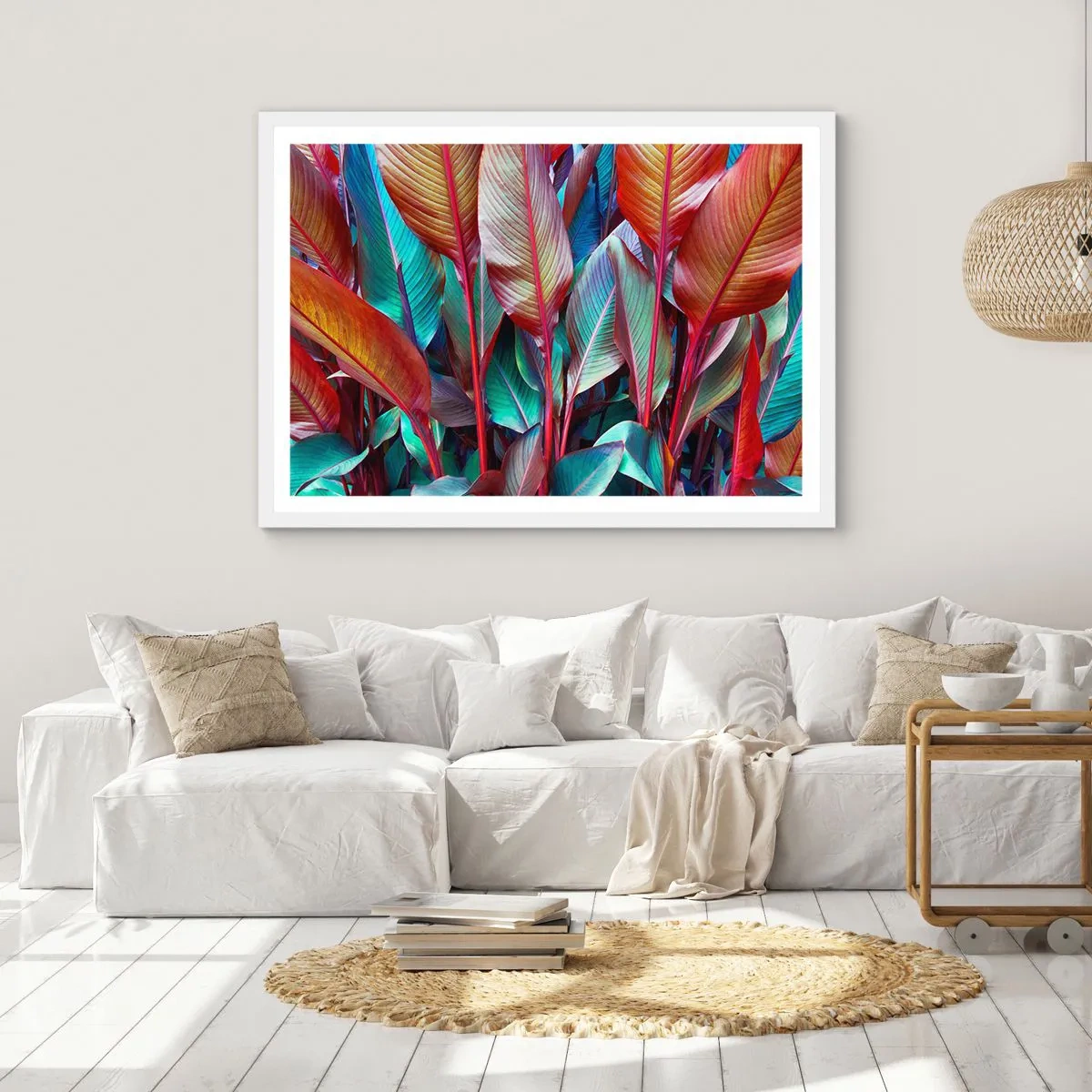 Plakat i hvid ramme - Farverigt krat - 91x61 cm