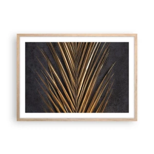 Plakat i ramme af lyst egetræ - Tropernes guld - 70x50 cm