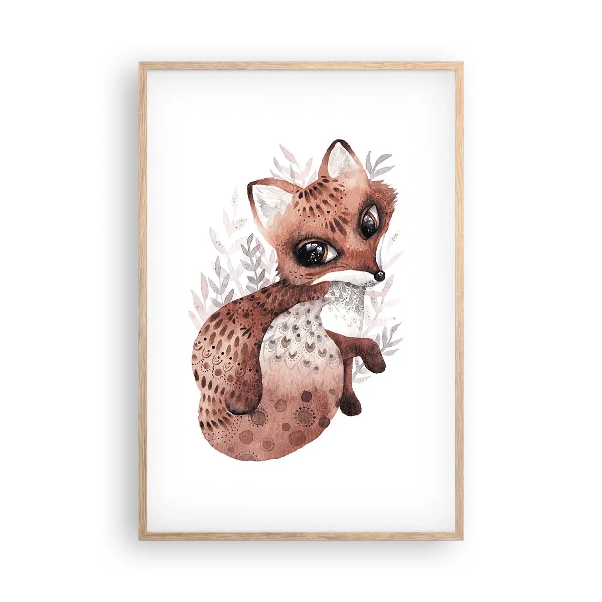 Plakat i ramme af lyst egetræ - Kun kærlighed - 61x91 cm