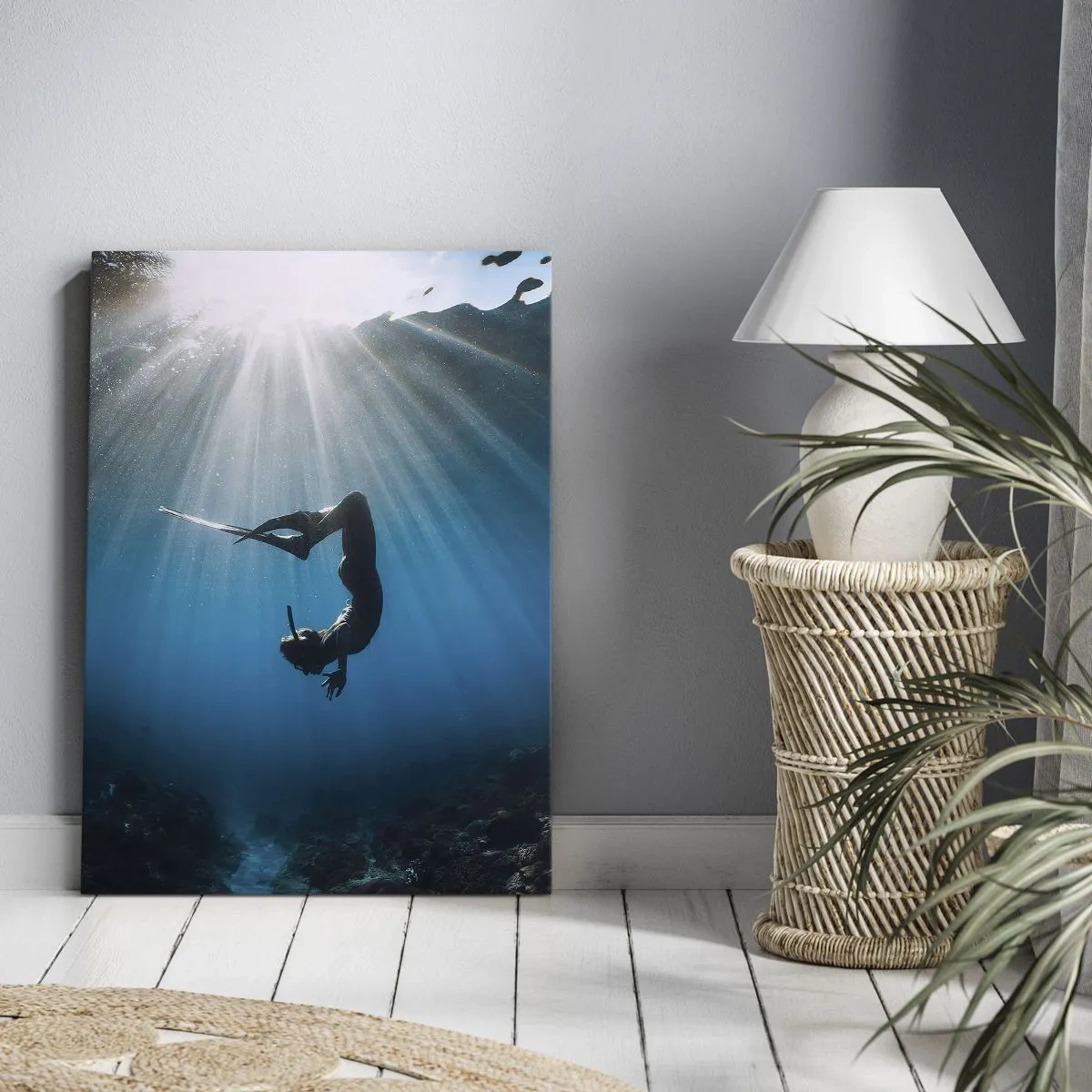 Lærredstryk - Billede på lærred - Undervandsdans - 50x70 cm