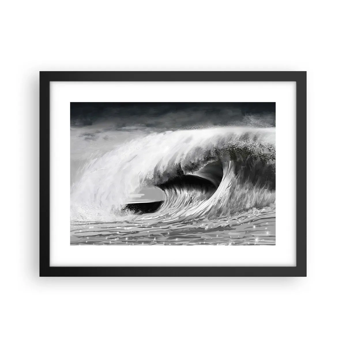 Plakat i sort ramme - Havets vrede - 40x30 cm