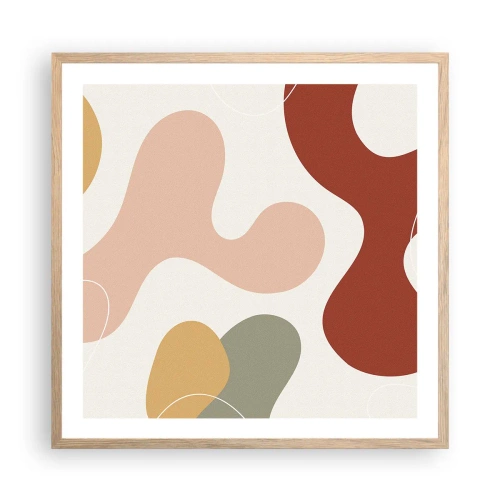 Plakat i ramme af lyst egetræ - Es eller flores? - 60x60 cm