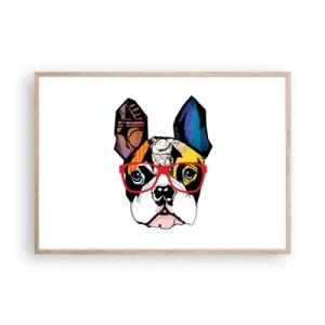 Plakat i ramme af lyst egetræ - Intellektuel - 100x70 cm