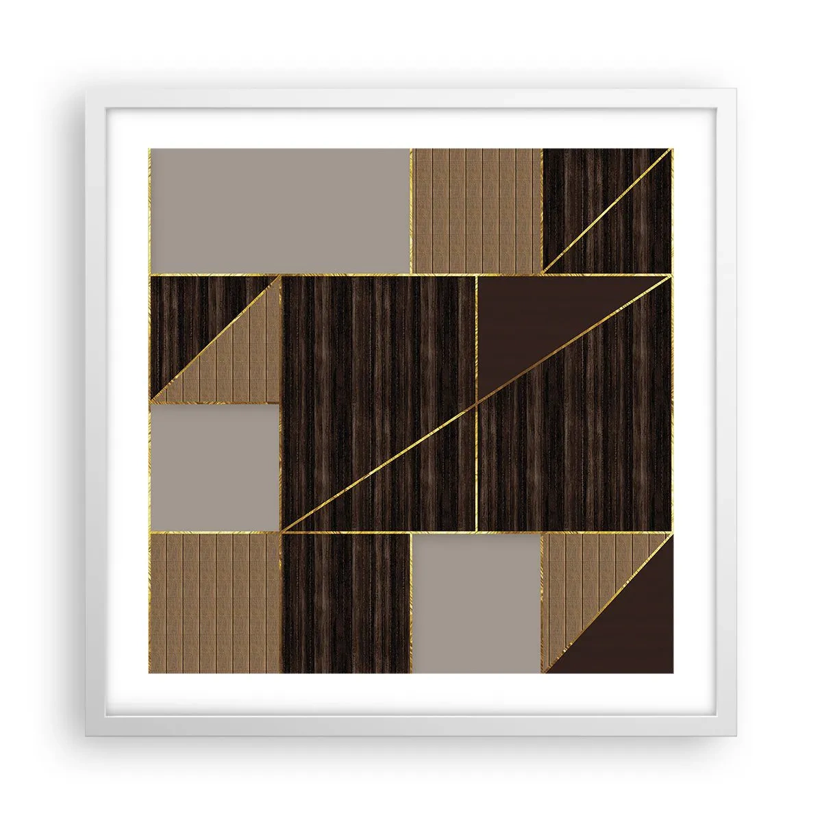Plakat i hvid ramme - En mosaik af brune og gyldne farver - 50x50 cm