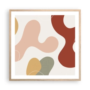 Plakat i ramme af lyst egetræ - Es eller flores? - 60x60 cm