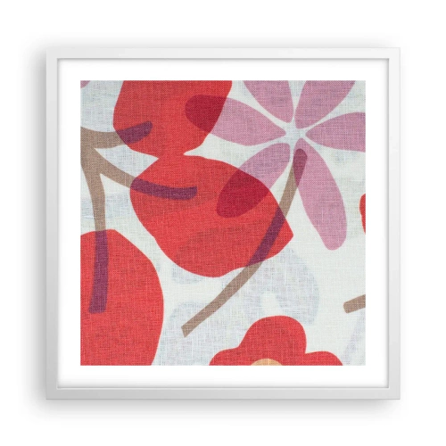 Plakat i hvid ramme - Blomsterkomposition i pink - 50x50 cm