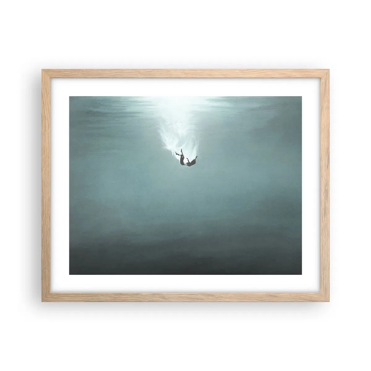 Plakat i ramme af lyst egetræ - I havets favntag - 50x40 cm