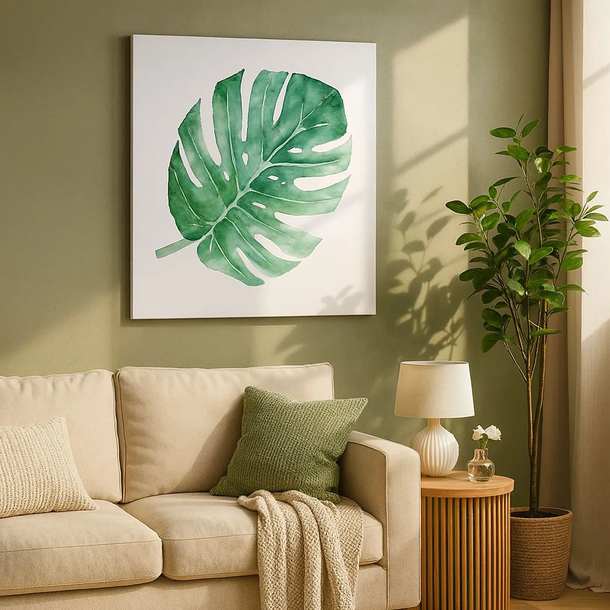 Lærredstryk - Billede på lærred - Grønt koncept - 30x30 cm