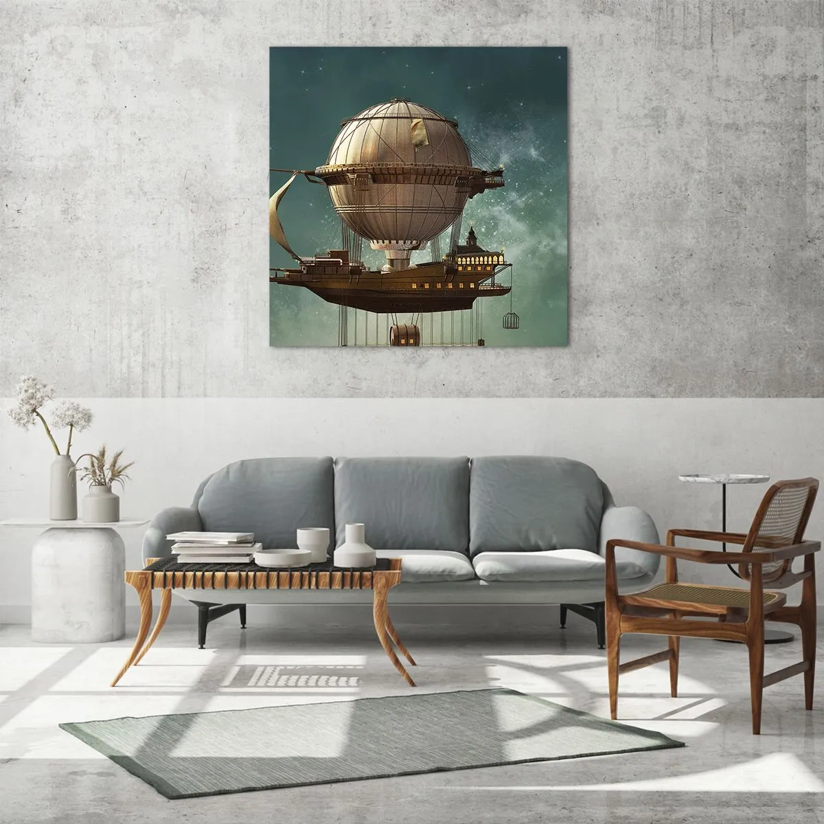 Billede på glas - Jules Verne hilser - 60x60 cm
