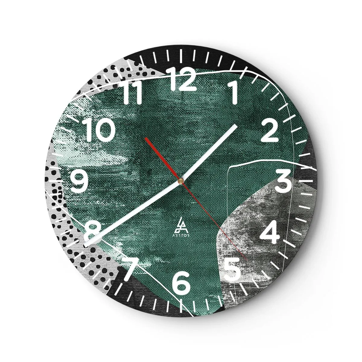 Vægur, Uret - Farverig abstraktion med en guldflager - 30x30 cm