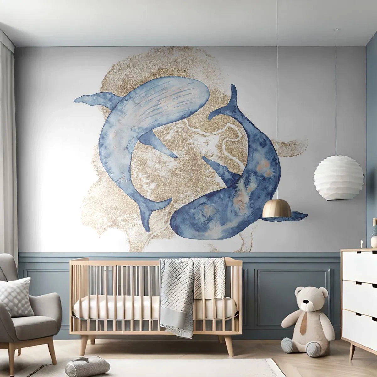 Fototapet på mål Standard Eco - Venskab eller kærlighed? - Delfiner, Abstraktion, Stykke