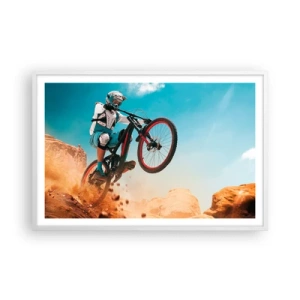 Plakat i hvid ramme - Cykel-dæmonisk galskab - 91x61 cm