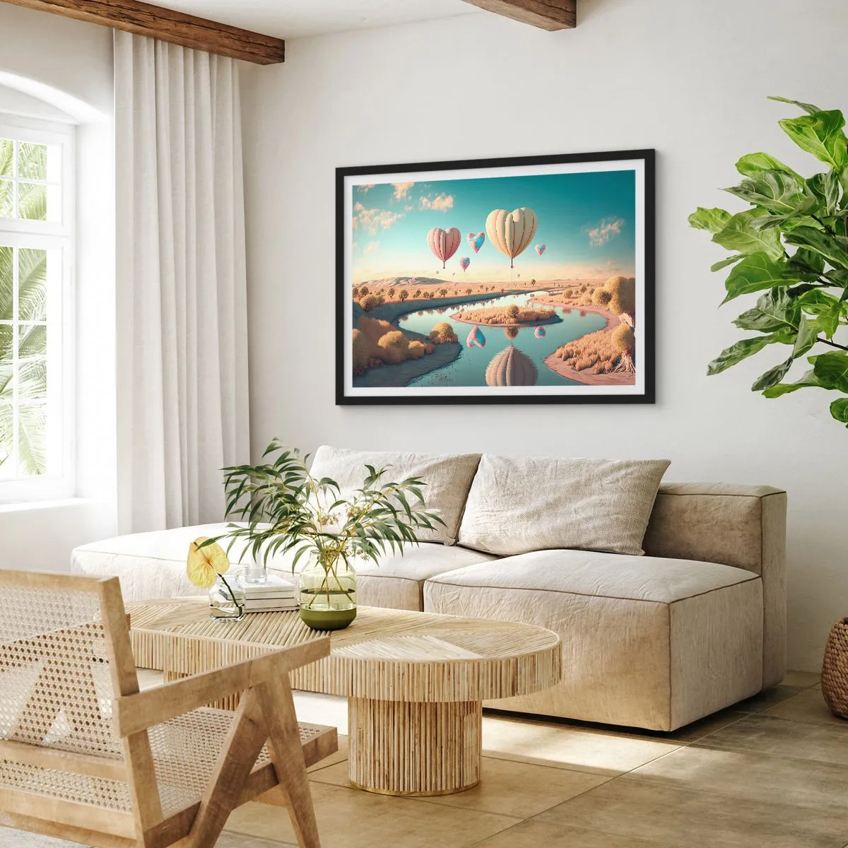 Plakat i sort ramme - Kærlighed lader dig svæve - 70x50 cm
