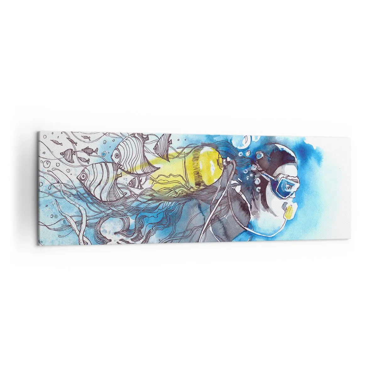 Lærredstryk - Billede på lærred - Stor blå - 160x50 cm