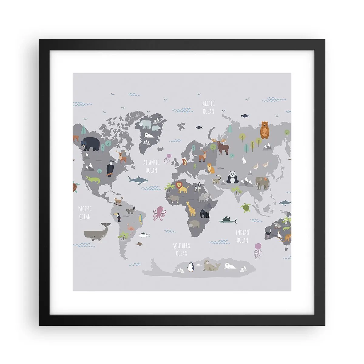 Plakat i sort ramme - Fortæl mig, hvor du er fra... - 40x40 cm