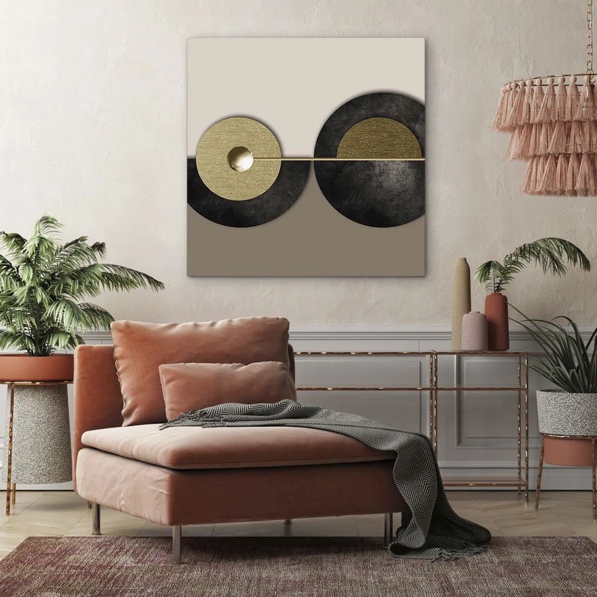 Lærredstryk - Billede på lærred - Variationer omkring en cirkel - 50x50 cm