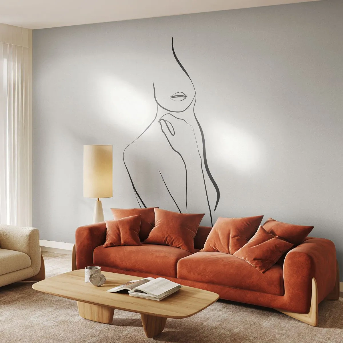 Fototapet Premium Sand - Bølge af melankoli - Abstraktion, Kvindes krop, Grafik - 100x70 cm