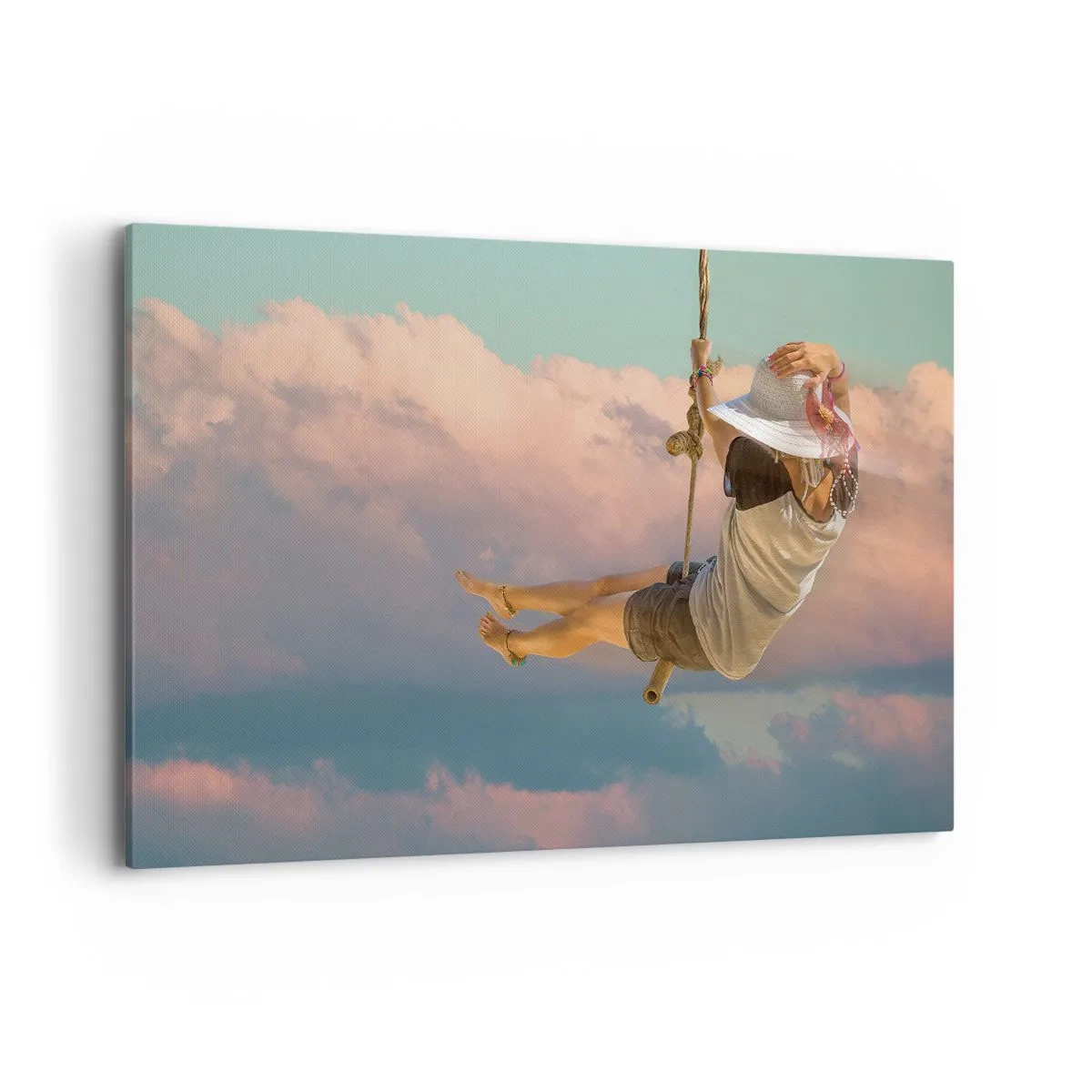 Lærredstryk - Billede på lærred - Sjov i skyerne - 120x80 cm