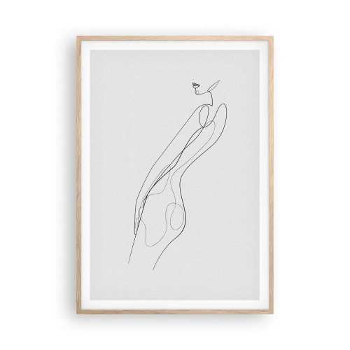 Plakat i ramme af lyst egetræ - Næppe et løfte - 70x100 cm