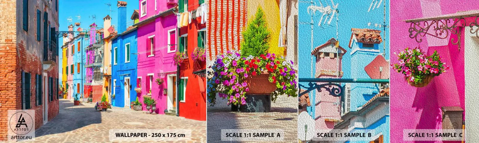 Prøve Fototapet Premium Sand - Byen "Under papegøjer” - By, Italien, Arkitektur - 100x30 cm