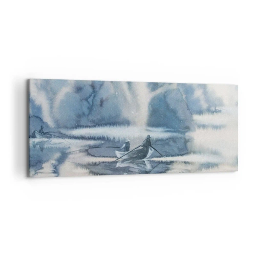 Lærredstryk - Billede på lærred - Lystfiskere i deres paradis - 120x50 cm