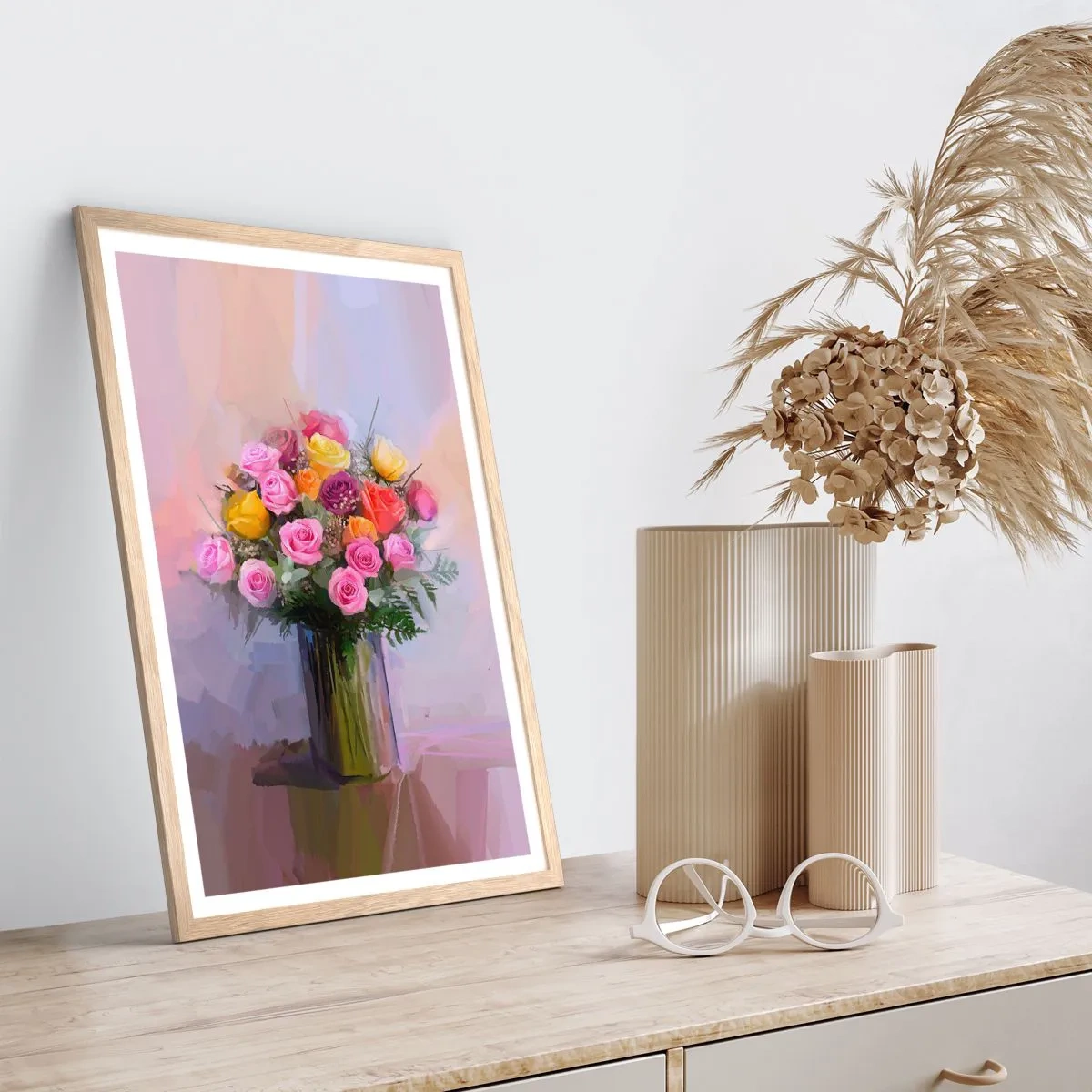 Plakat i ramme af lyst egetræ - Bevaret skønhed - 40x50 cm