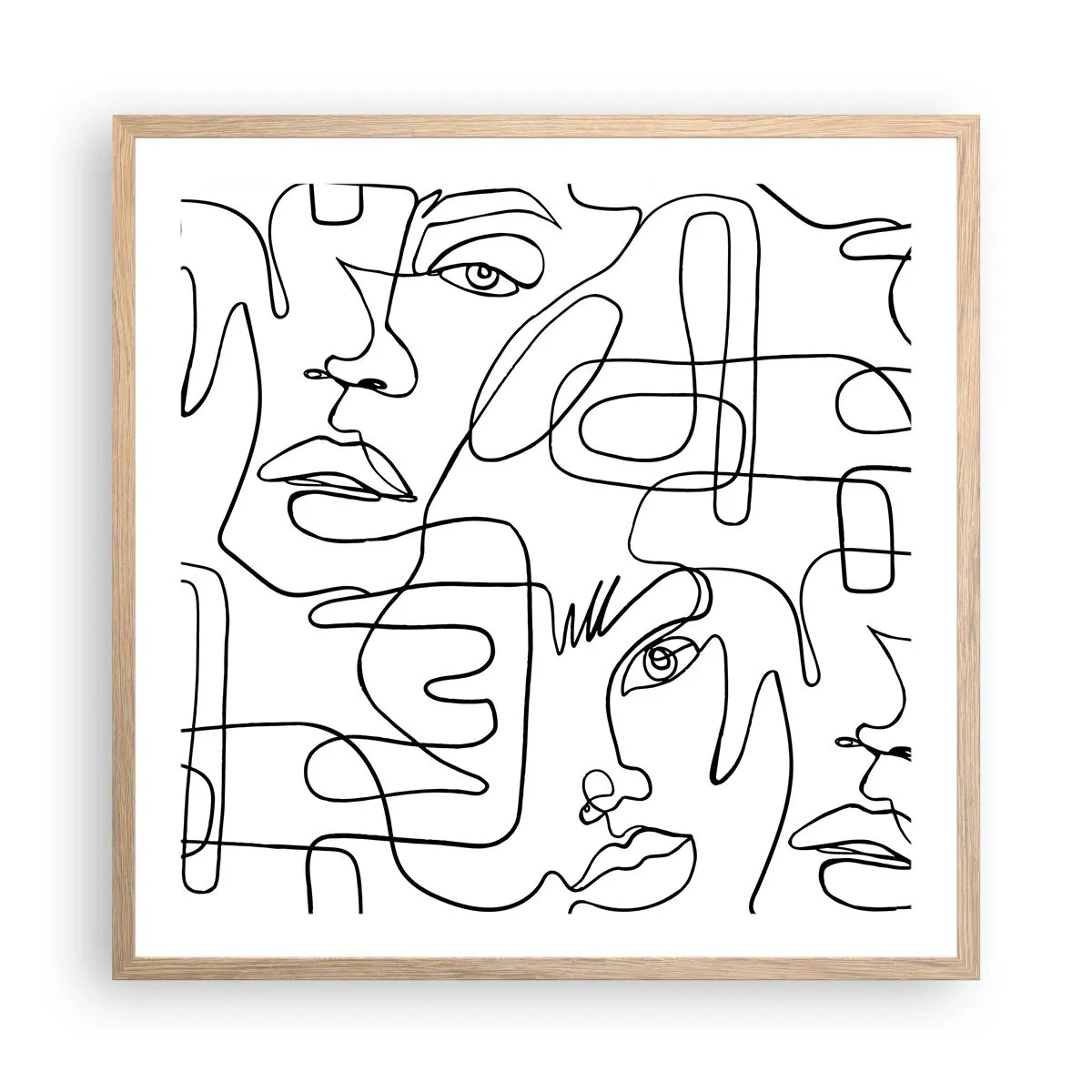 Plakat i ramme af lyst egetræ - I sammenfiltrede følelser - 60x60 cm