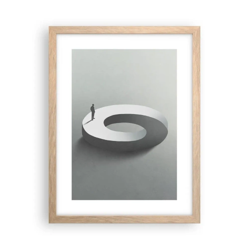 Plakat i ramme af lyst egetræ - Og vær klog - 30x40 cm