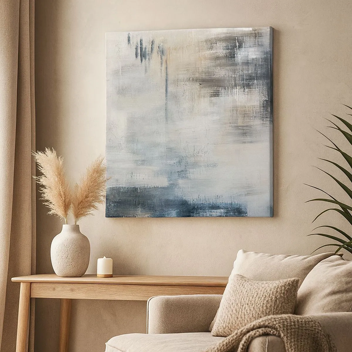 Lærredstryk - Billede på lærred - Bag et slør af blåt - 30x30 cm