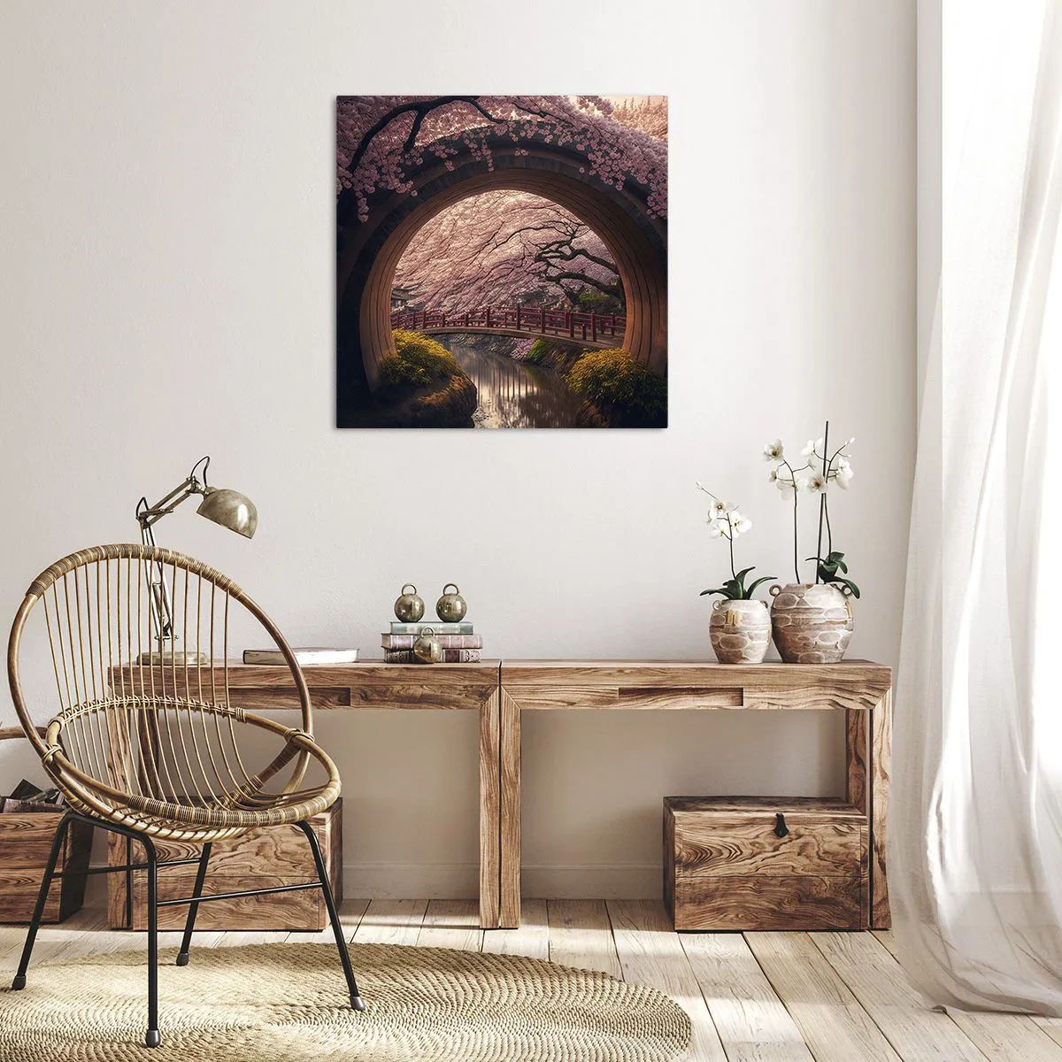 Lærredstryk - Billede på lærred - Japansk forår - 40x40 cm