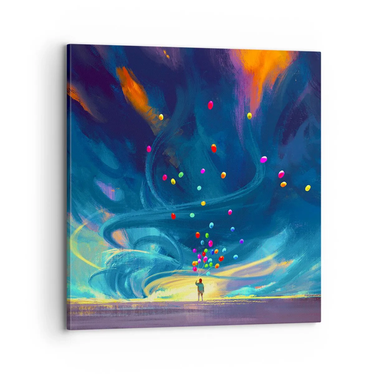 Lærredstryk - Billede på lærred - På en blå vind - 70x70 cm