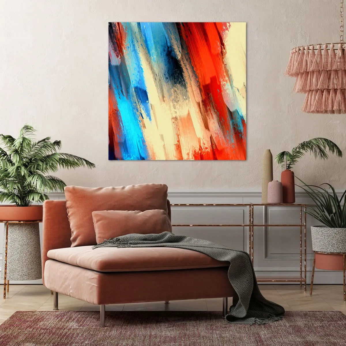 Lærredstryk - Billede på lærred - En kaskade af farver - 50x50 cm