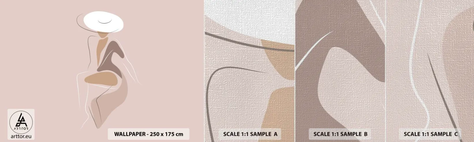 Prøve Fototapet Premium Canvas - En dame, der skal være - Grafik, Kvinde, Kvinde i en hat - 100x30 cm