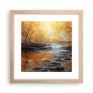 Plakat i ramme af lyst egetræ - Gylden strøm - 30x30 cm