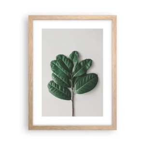 Plakat i ramme af lyst egetræ - Tegning af selve naturen - 30x40 cm