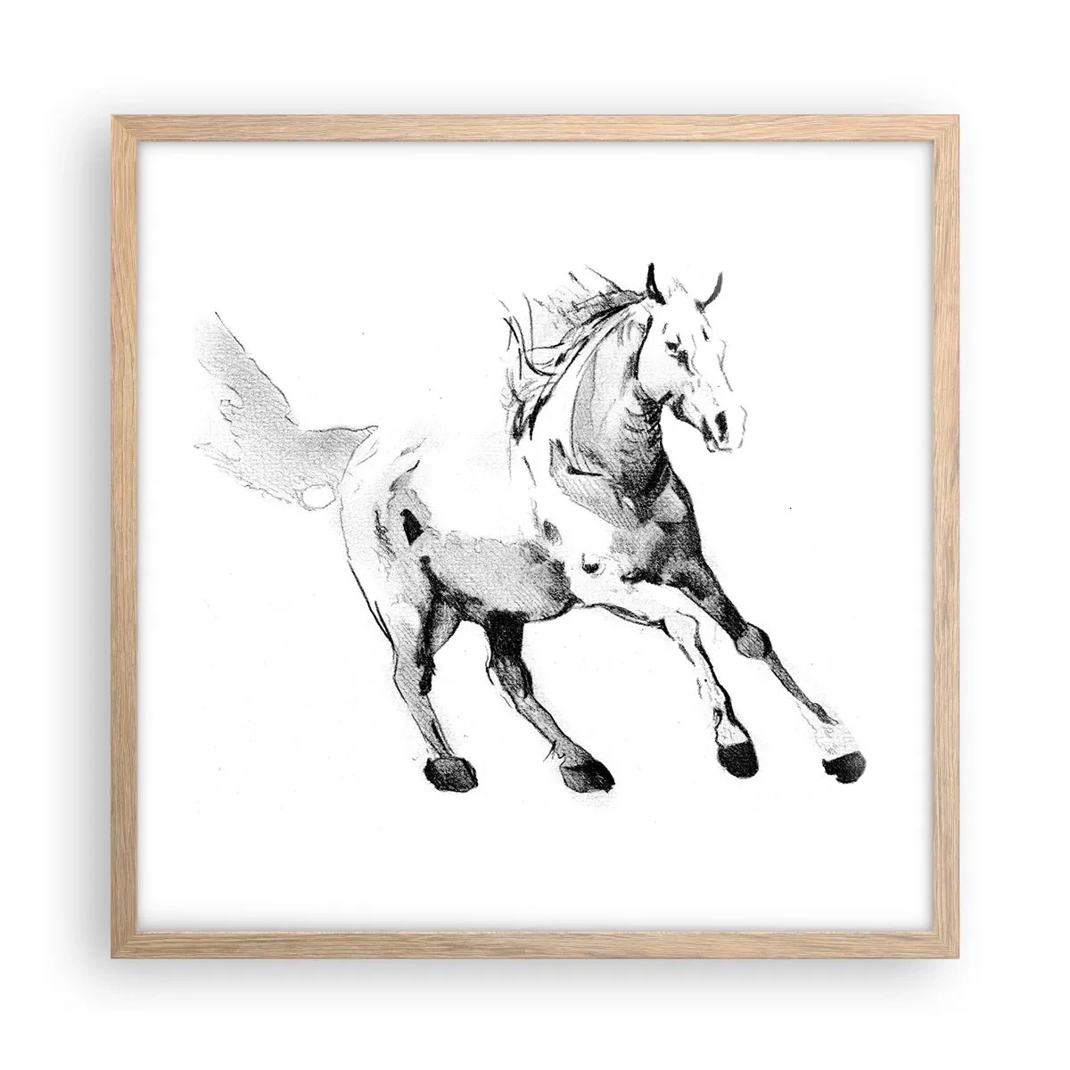 Plakat i ramme af lyst egetræ - Utæmmet sjæl - 50x50 cm