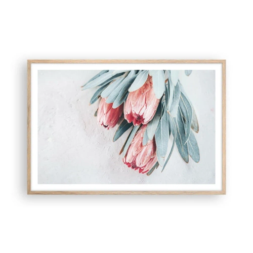 Plakat i ramme af lyst egetræ - Skammer sig over deres egen skønhed - 91x61 cm