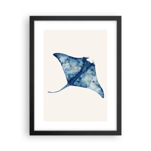 Plakat i sort ramme - Liv i blåt - 30x40 cm