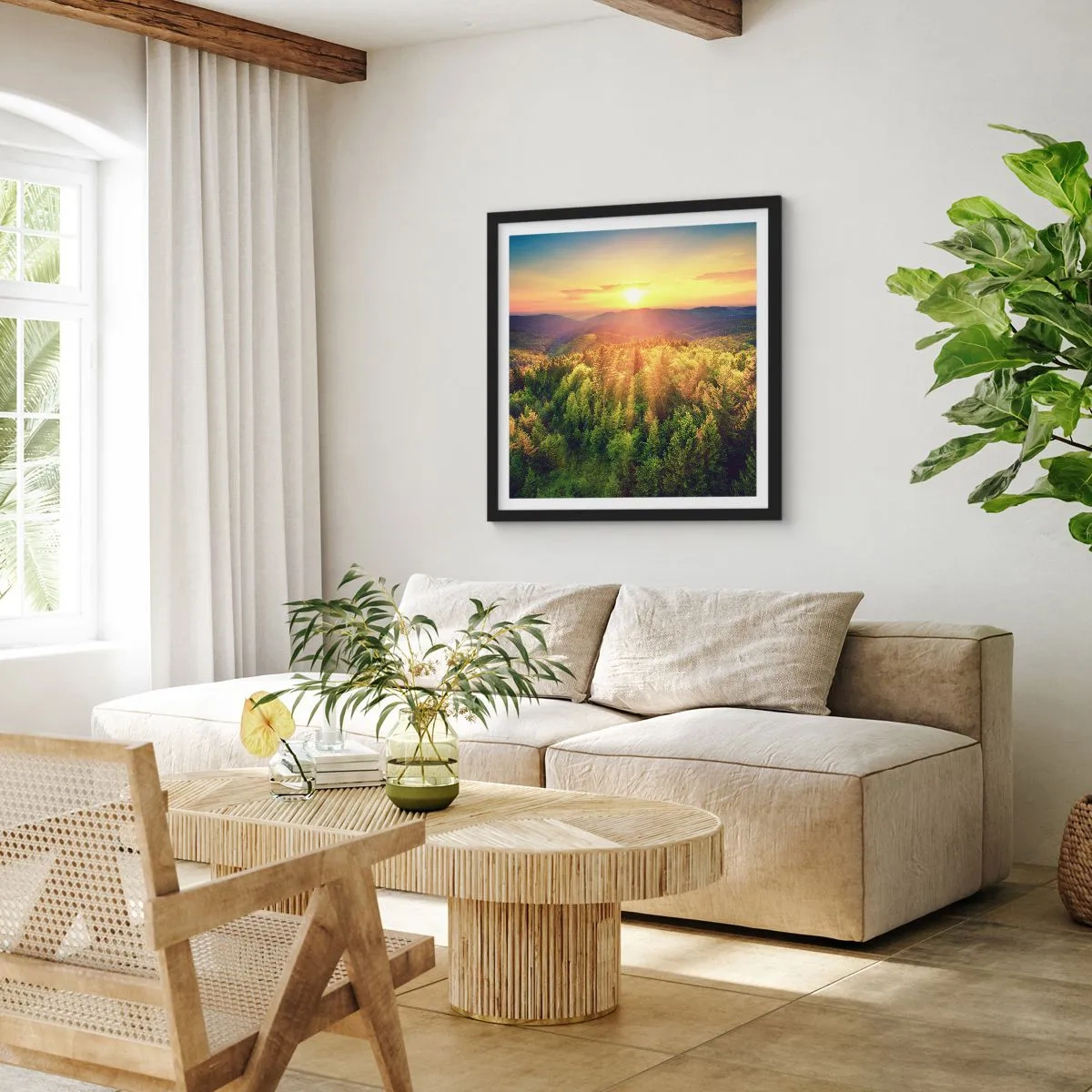 Plakat i sort ramme - Toppe og bjergtoppe - 60x60 cm